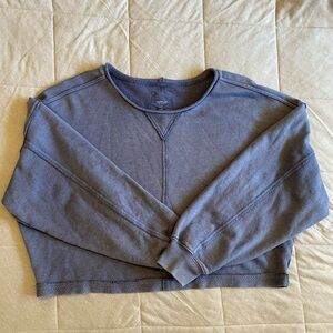 AERIE Distressed Blue Cropped Sweatshirt
